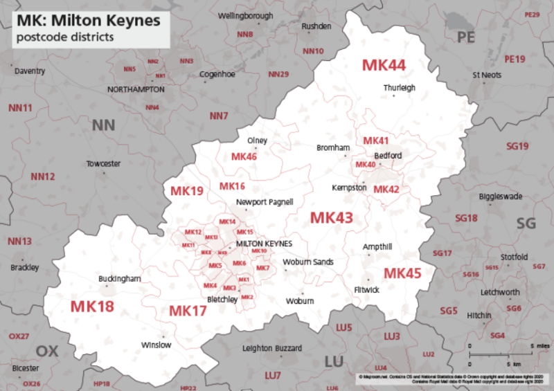 milton keynes map